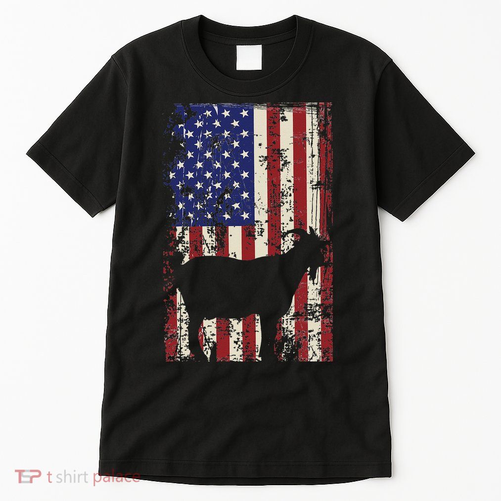 Patriotic Goat 4th of July American Flag Tall T-Shirt