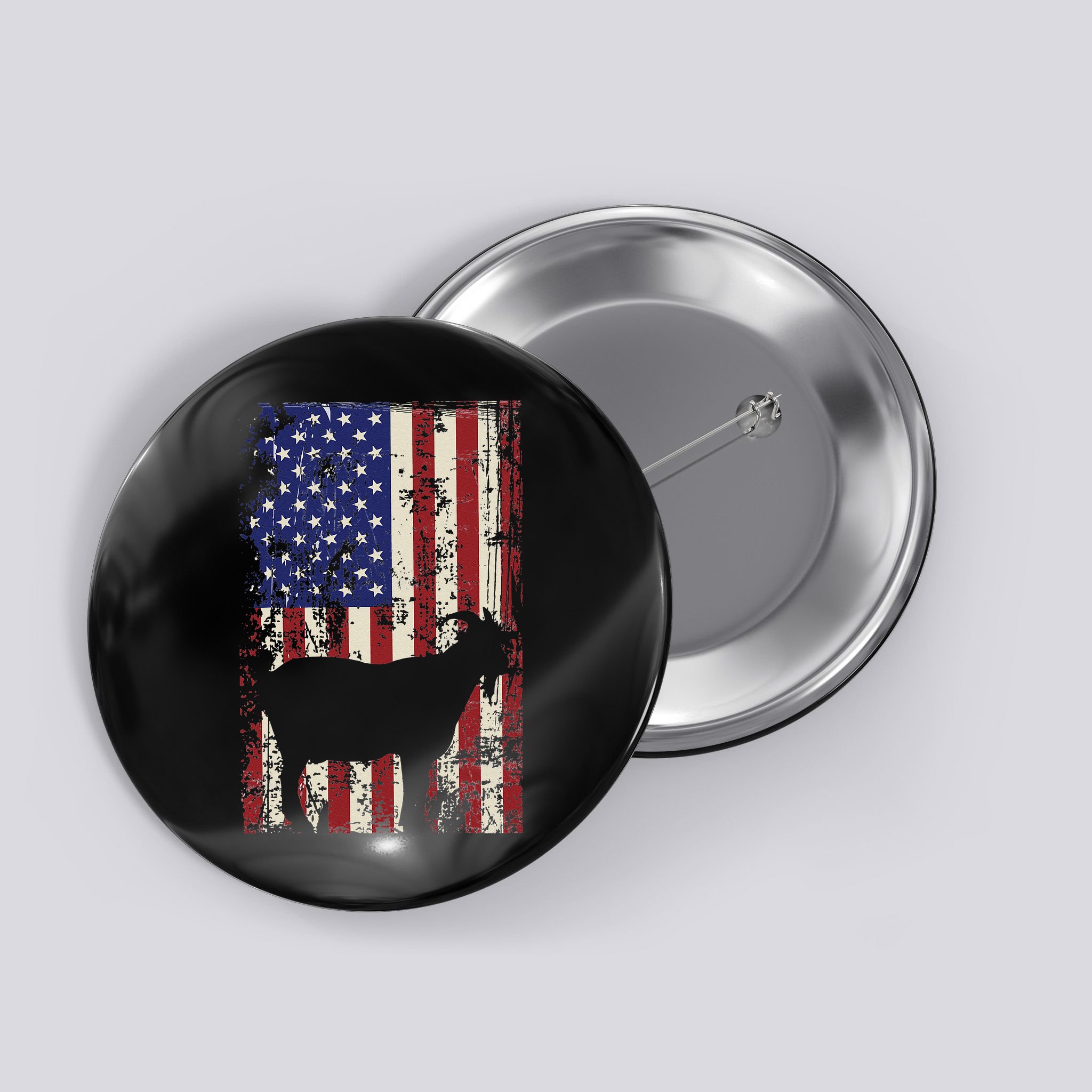 Patriotic Goat 4th of July American Flag Button