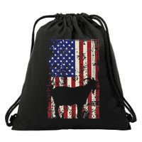 Patriotic Goat 4th of July American Flag Drawstring Bag