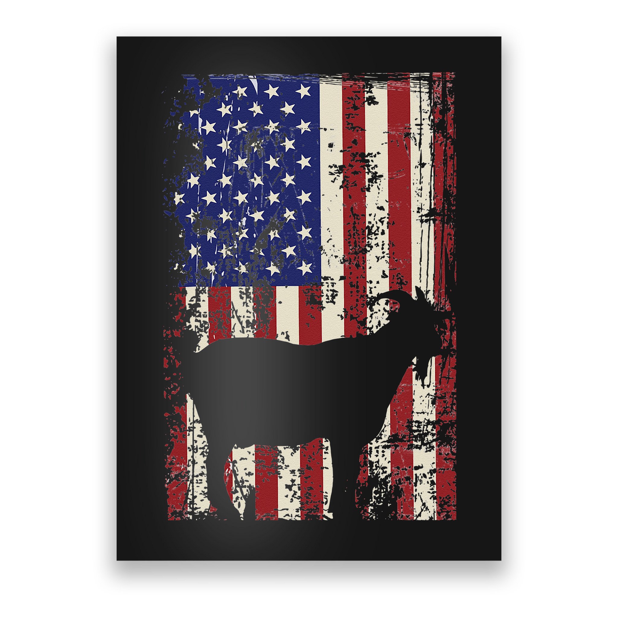 Patriotic Goat 4th of July American Flag Poster