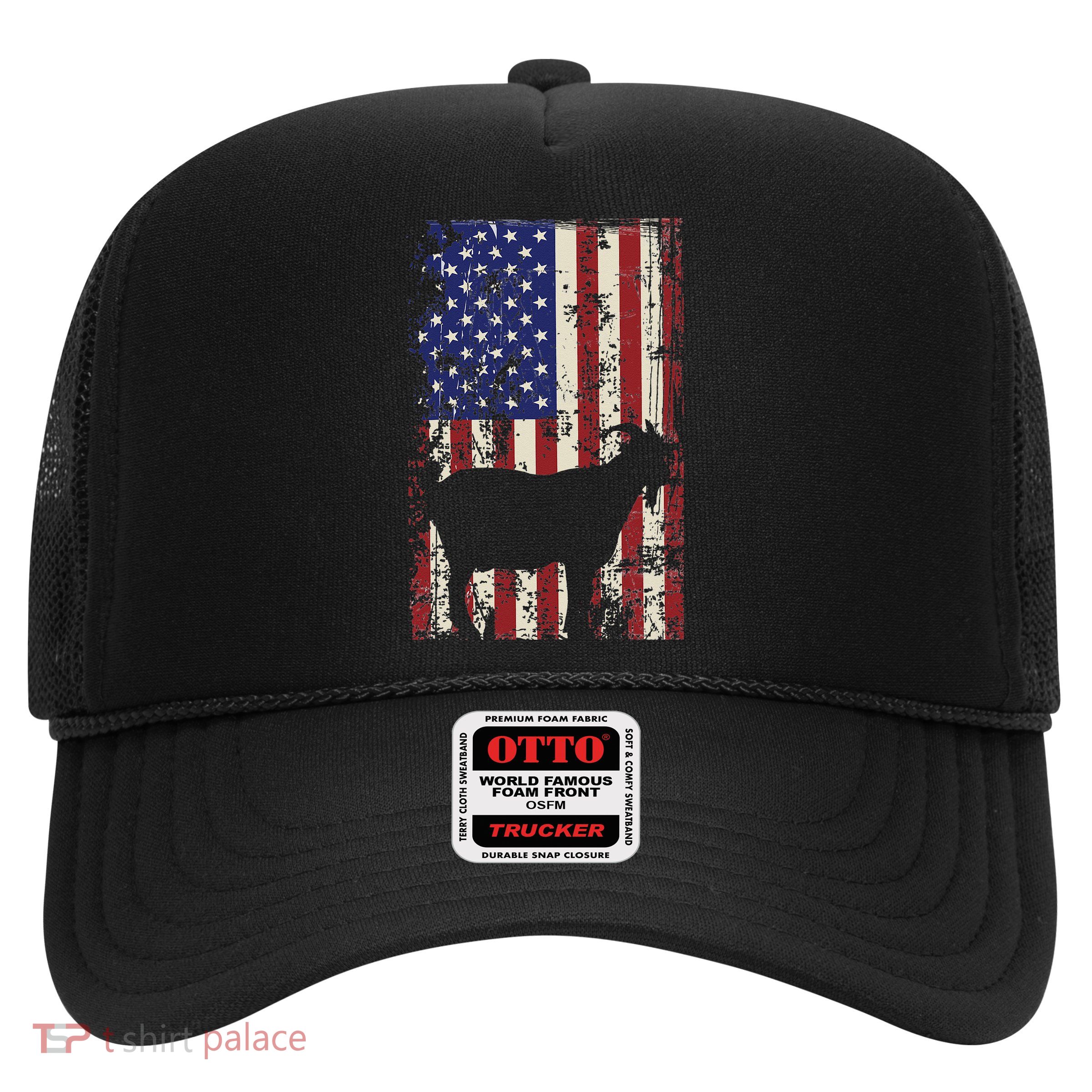 Patriotic Goat 4th of July American Flag Trucker Hat