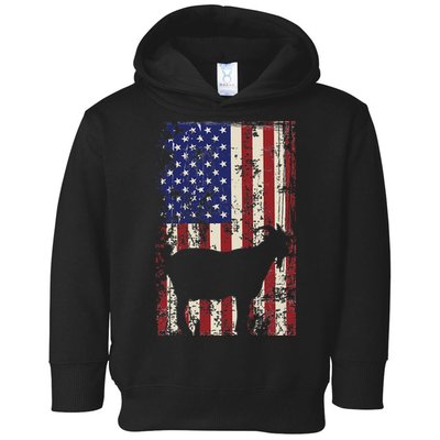 Patriotic Goat 4th of July American Flag Toddler Hoodie