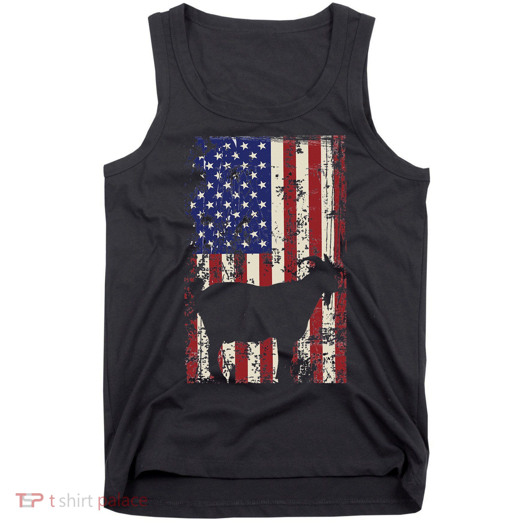 Patriotic Goat 4th of July American Flag Tank Top