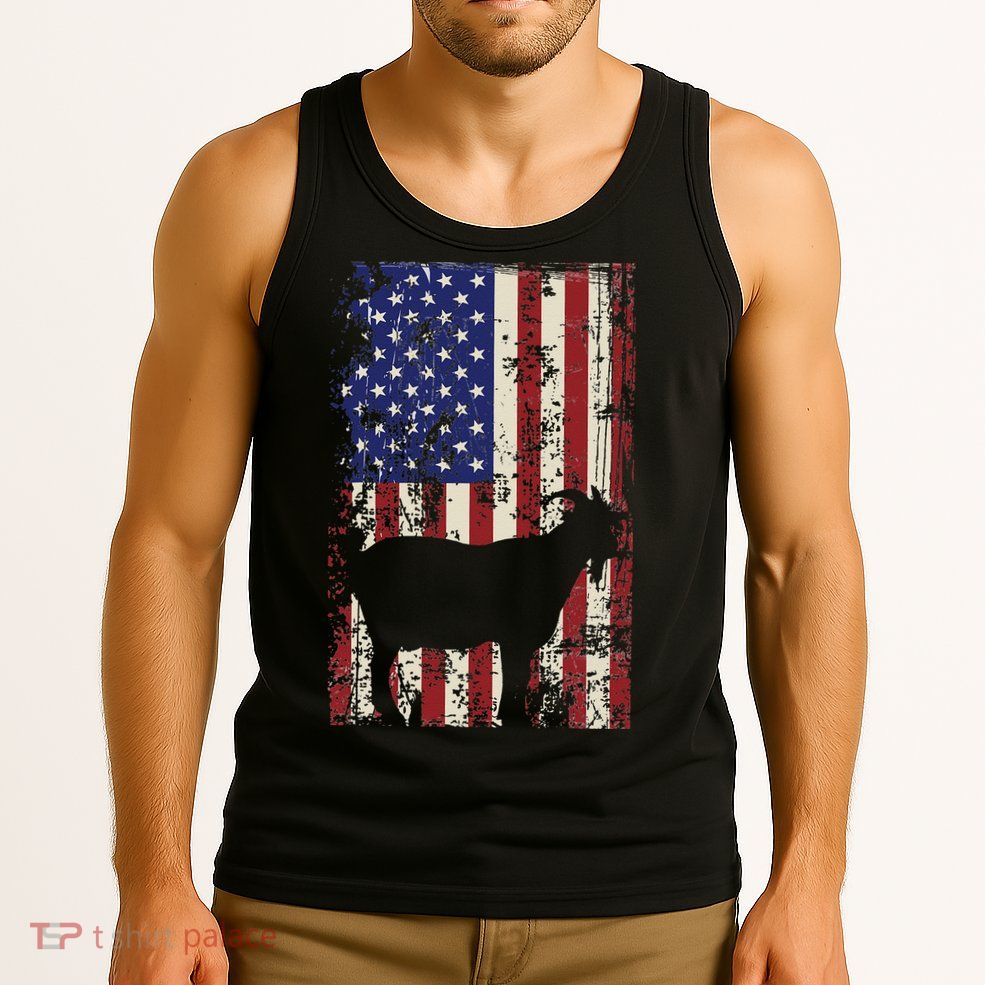 Patriotic Goat 4th of July American Flag Tank Top
