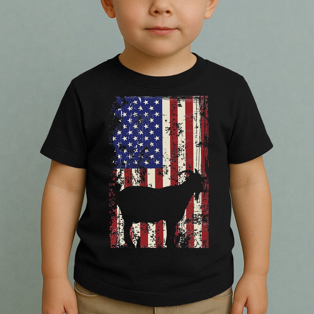 Patriotic Goat 4th of July American Flag Toddler T-Shirt