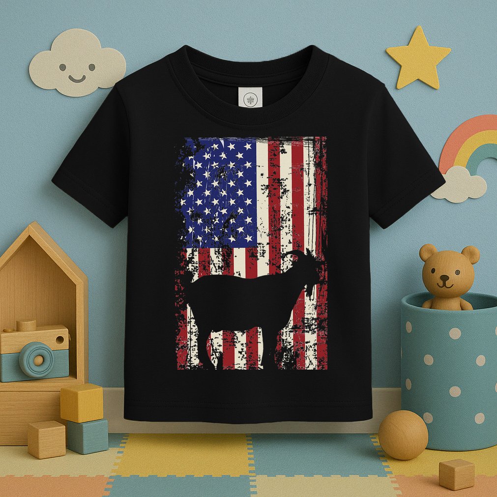Patriotic Goat 4th of July American Flag Toddler T-Shirt