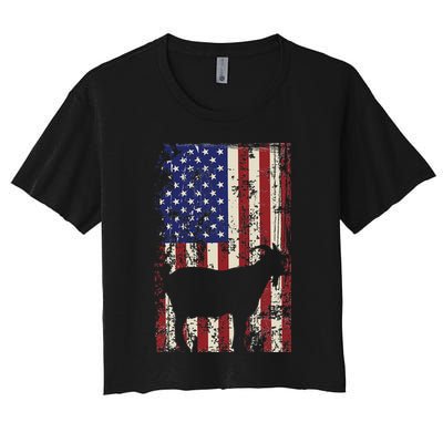 Patriotic Goat 4th of July American Flag Crop Top