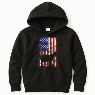 Patriotic Goat 4th of July American Flag Kids Hoodie