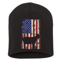 Patriotic Goat 4th of July American Flag Short Acrylic Beanie