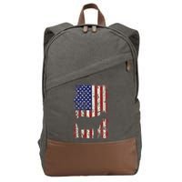 Patriotic Goat 4th of July American Flag Cotton Canvas Backpack