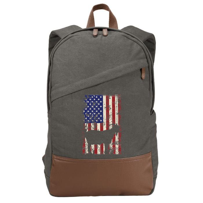 Patriotic Goat 4th of July American Flag Cotton Canvas Backpack