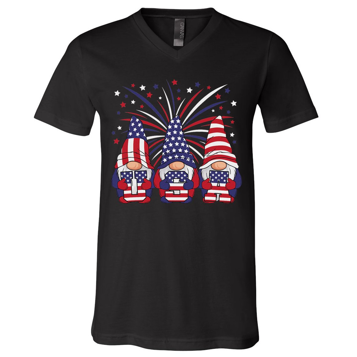 Patriotic Gnomes 4th Of July Usa Women V-Neck T-Shirt