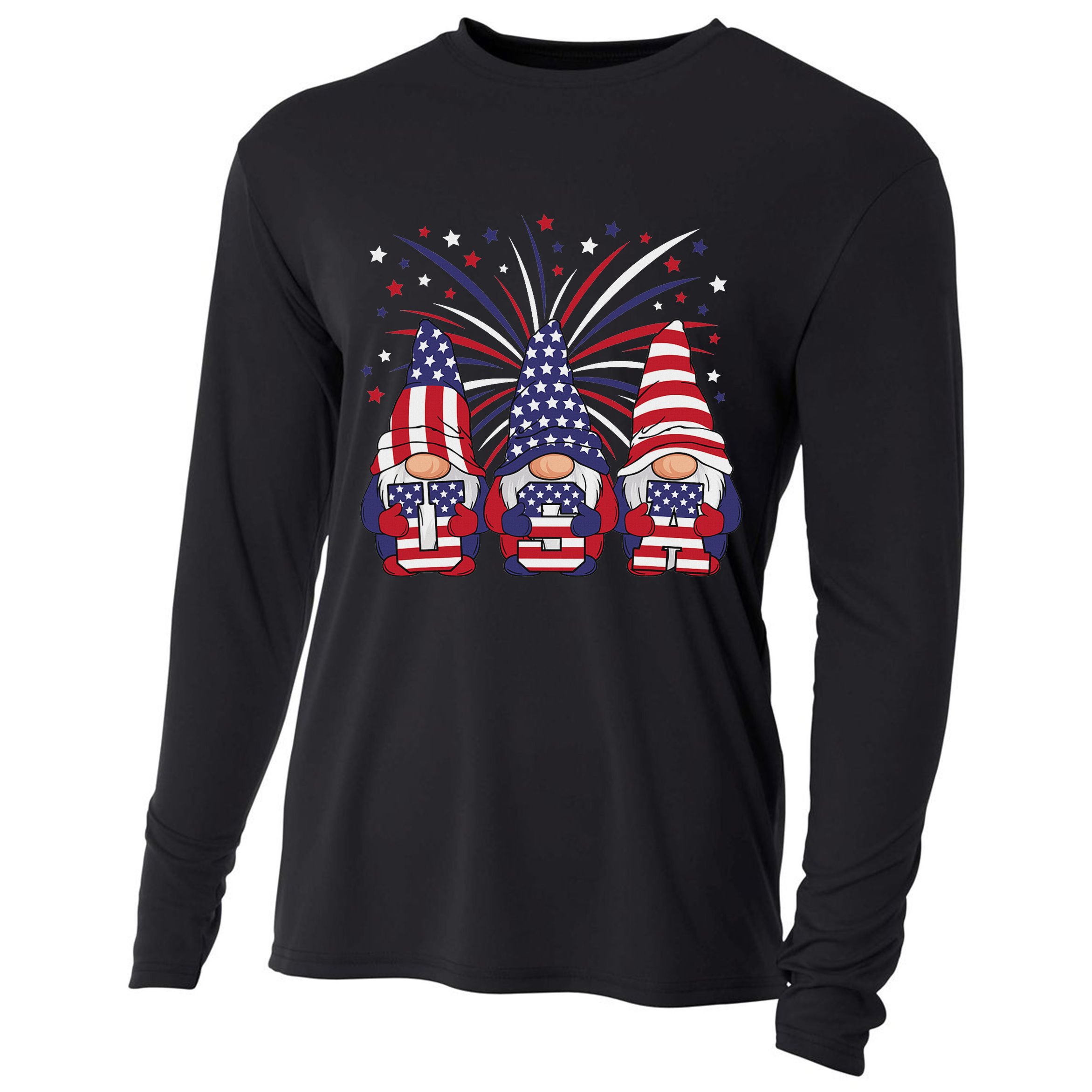Patriotic Gnomes 4th Of July Usa Women Cooling Performance Long Sleeve Crew