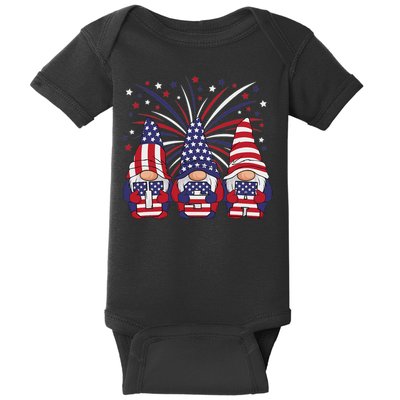 Patriotic Gnomes 4th Of July Usa Women Baby Bodysuit