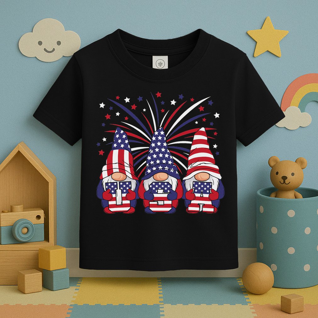 Patriotic Gnomes 4th Of July Usa Women Toddler T-Shirt