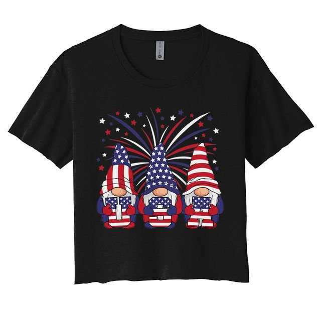 Patriotic Gnomes 4th Of July Usa Women Crop Top