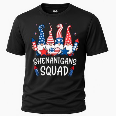 Patriotic Gnomes 4th Of July Funny Shenanigans Squad Cooling Performance Crew T-Shirt