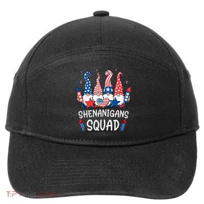 Patriotic Gnomes 4th Of July Funny Shenanigans Squad 7-Panel Snapback Hat