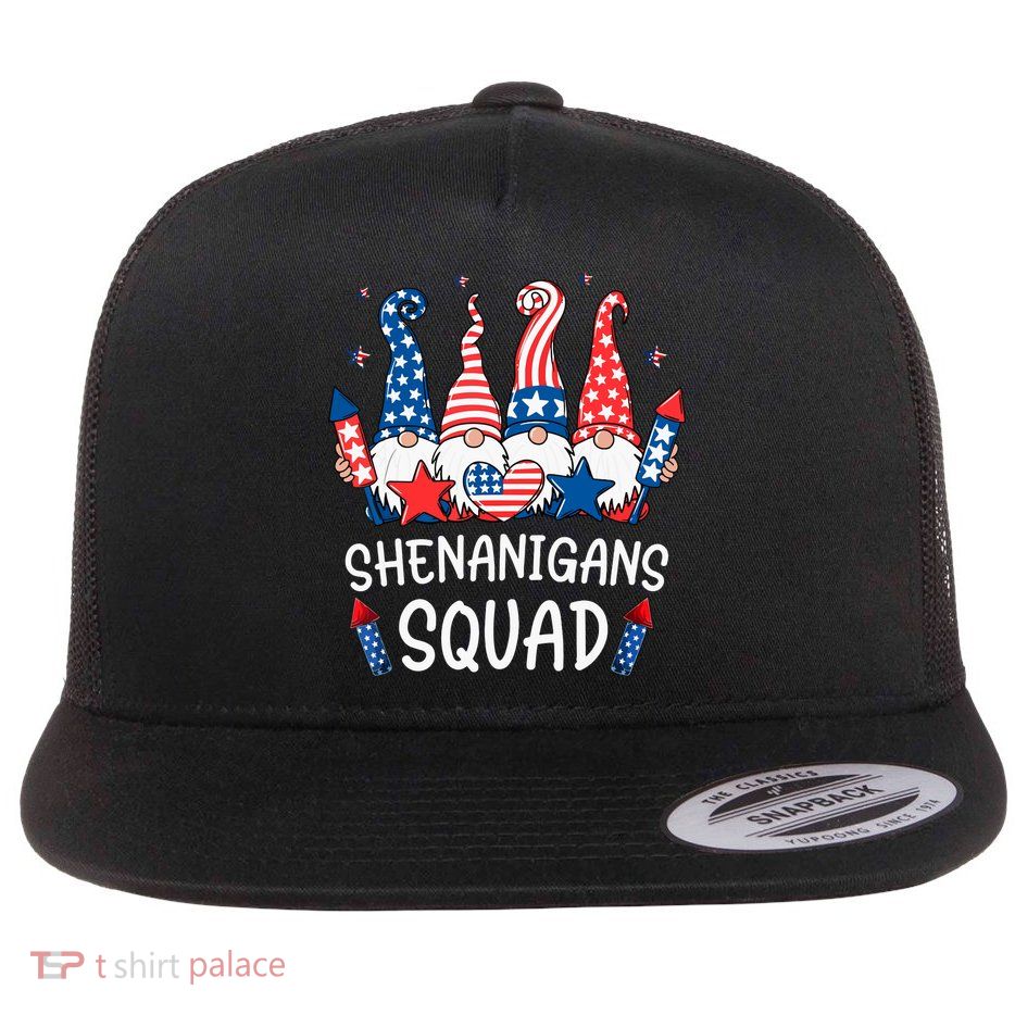 Patriotic Gnomes 4th Of July Funny Shenanigans Squad Flatbill Hat