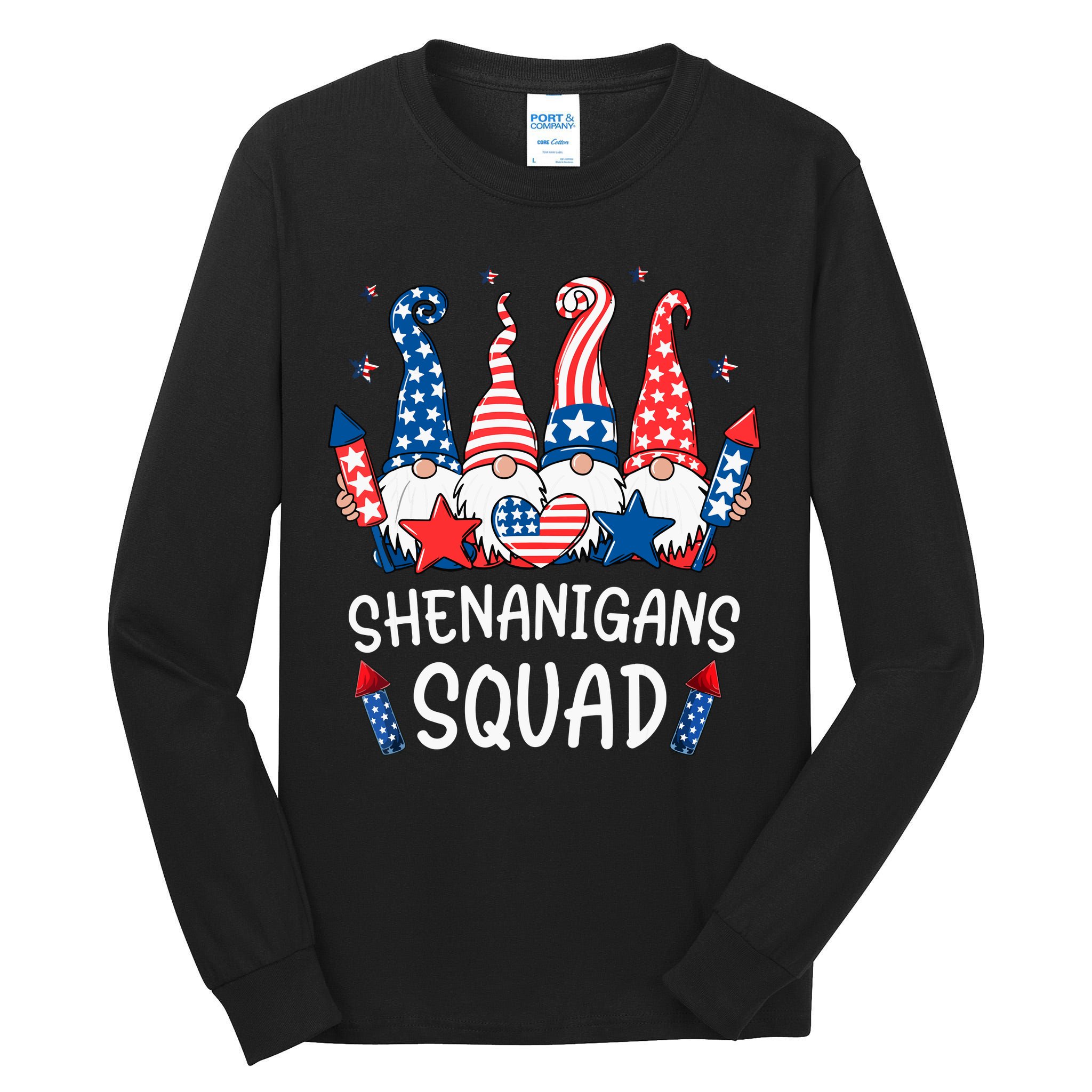 Patriotic Gnomes 4th Of July Funny Shenanigans Squad Tall Long Sleeve T-Shirt