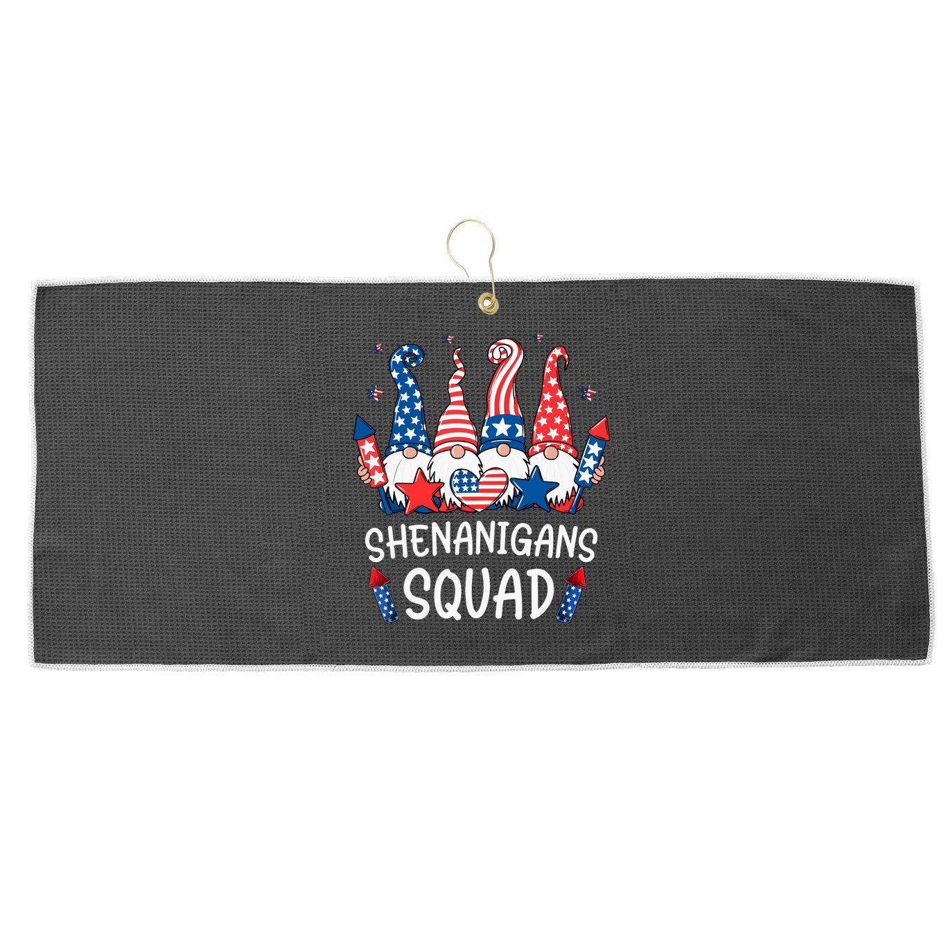 Patriotic Gnomes 4th Of July Funny Shenanigans Squad Large Microfiber Waffle Golf Towel