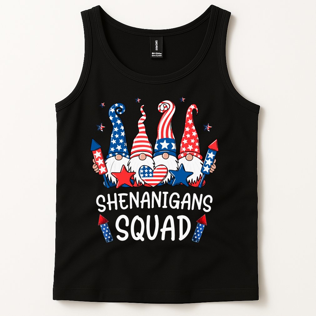Patriotic Gnomes 4th Of July Funny Shenanigans Squad Tank Top