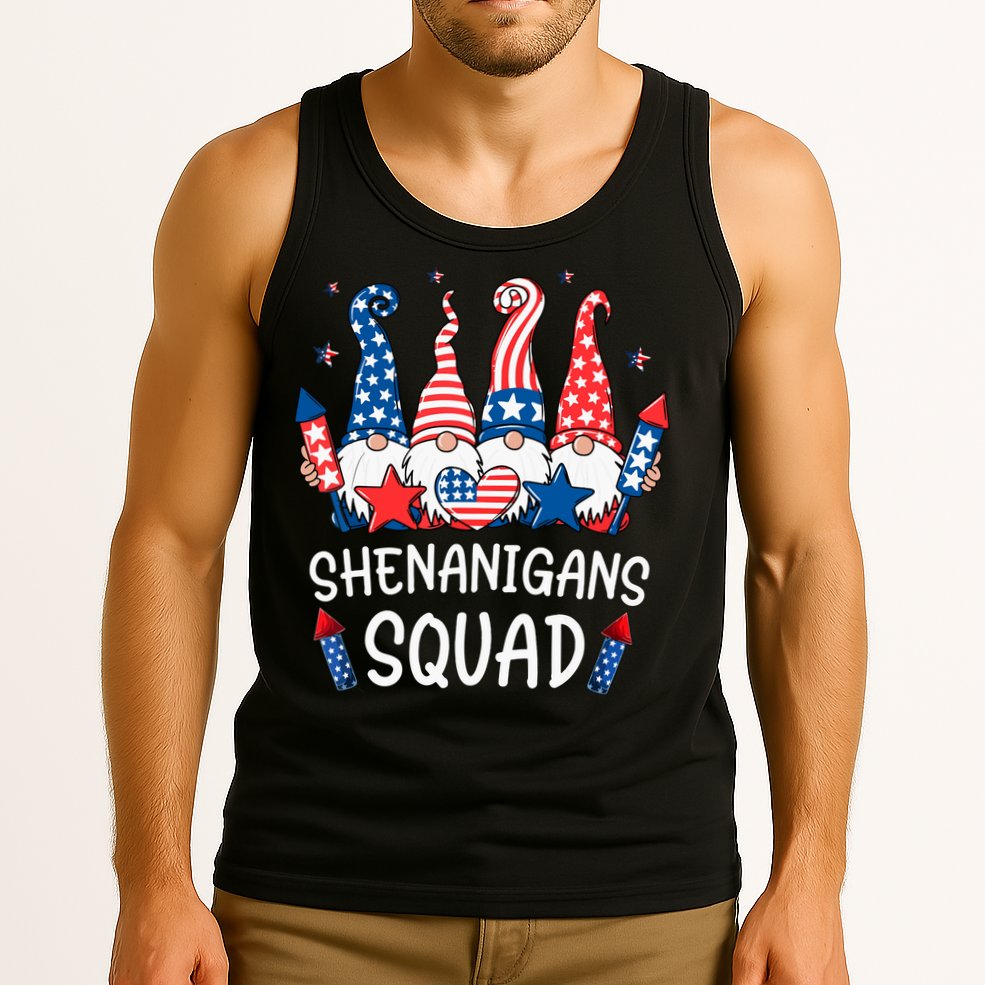 Patriotic Gnomes 4th Of July Funny Shenanigans Squad Tank Top