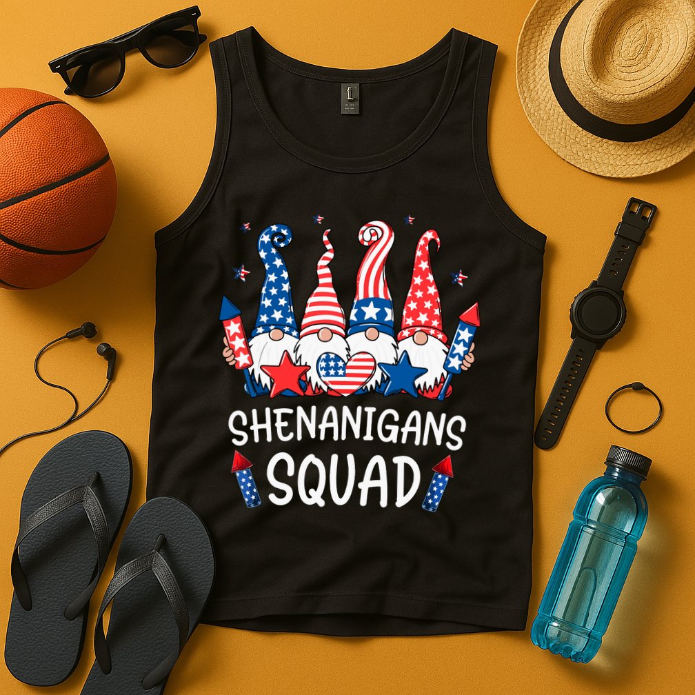 Patriotic Gnomes 4th Of July Funny Shenanigans Squad Tank Top