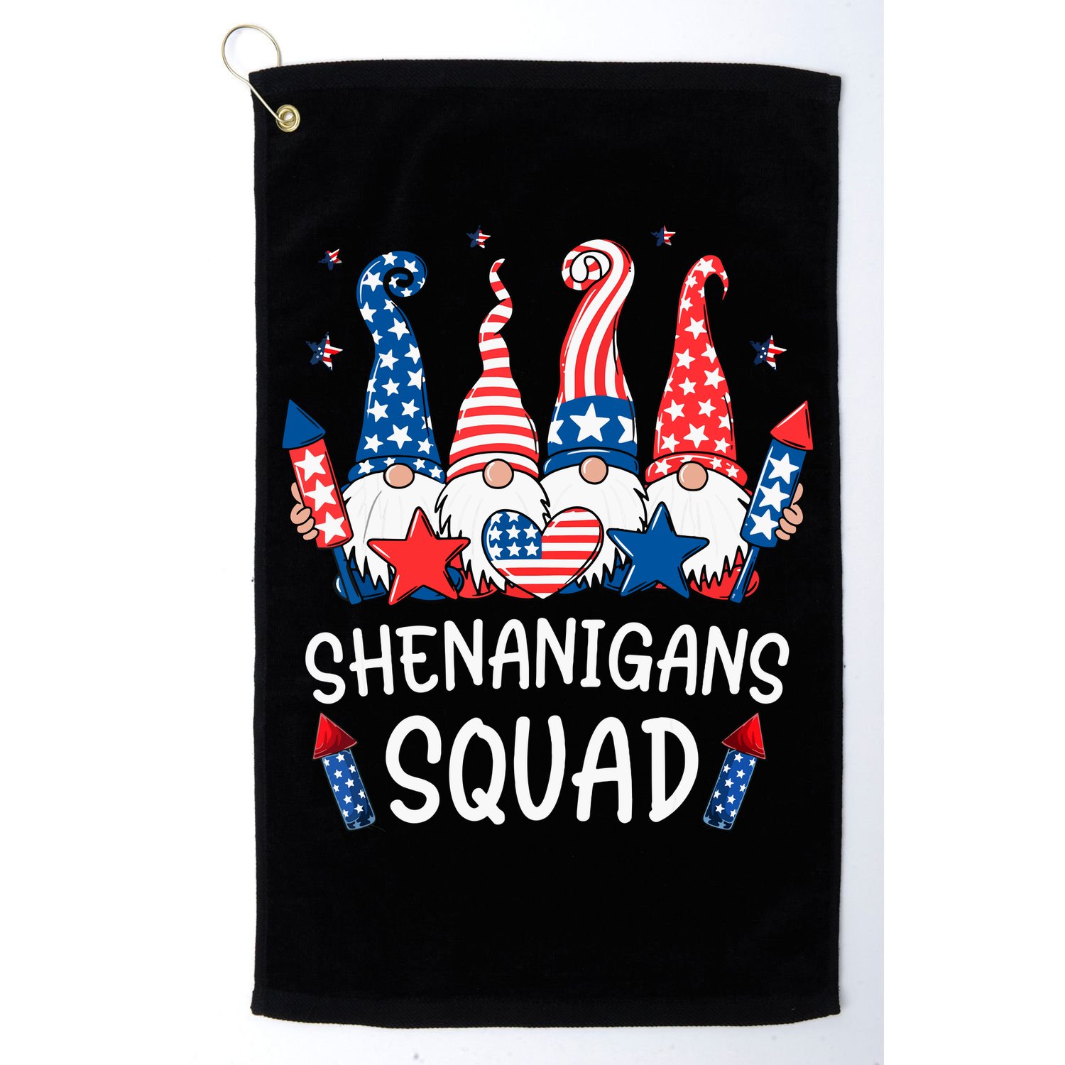 Patriotic Gnomes 4th Of July Funny Shenanigans Squad Golf Towel