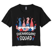 Patriotic Gnomes 4th Of July Funny Shenanigans Squad Women's Crop Top Tee