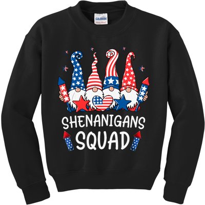 Patriotic Gnomes 4th Of July Funny Shenanigans Squad Kids Sweatshirt