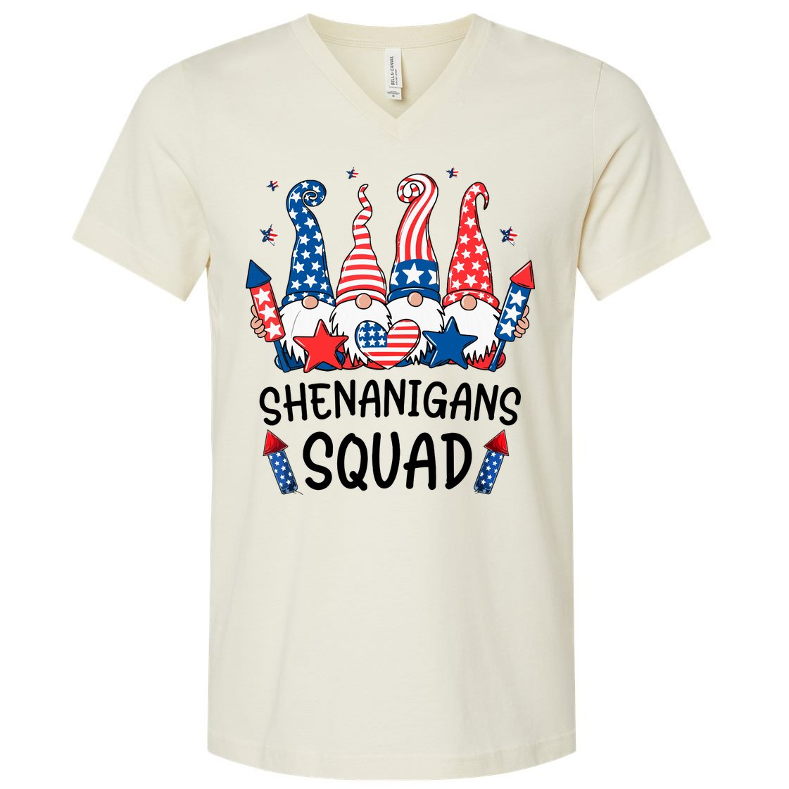 Patriotic Gnomes 4th Of July Funny Shenanigans Squad V-Neck T-Shirt