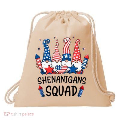 Patriotic Gnomes 4th Of July Funny Shenanigans Squad Drawstring Bag