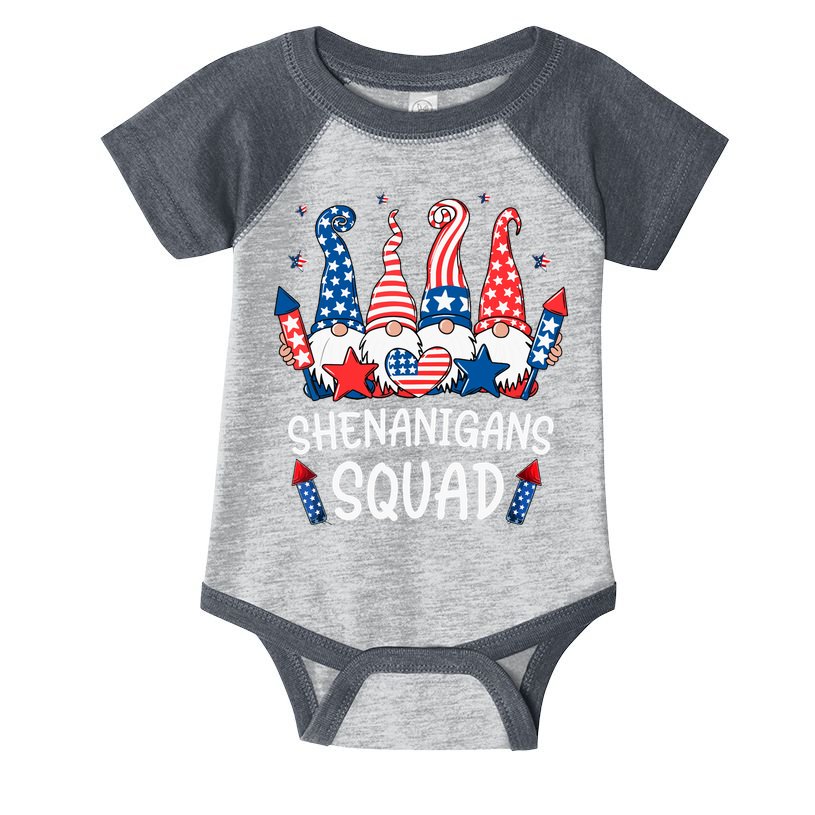 Patriotic Gnomes 4th Of July Funny Shenanigans Squad Infant Baby Jersey Bodysuit