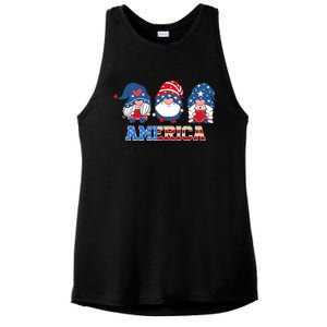 Patriotic Gnomes 4th Of July Funny Gnome Love American Flag Ladies PosiCharge Tri-Blend Wicking Tank