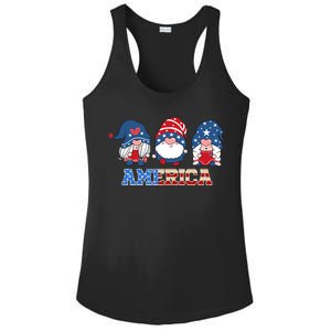 Patriotic Gnomes 4th Of July Funny Gnome Love American Flag Ladies PosiCharge Competitor Racerback Tank