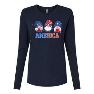 Patriotic Gnomes 4th Of July Funny Gnome Love American Flag Womens Cotton Relaxed Long Sleeve T-Shirt