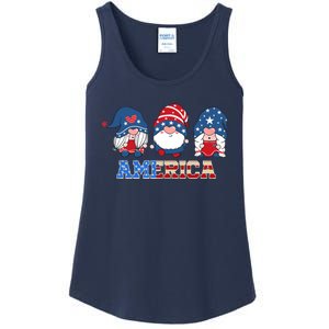 Patriotic Gnomes 4th Of July Funny Gnome Love American Flag Ladies Essential Tank