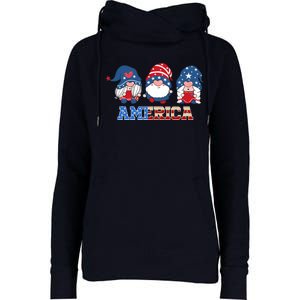 Patriotic Gnomes 4th Of July Funny Gnome Love American Flag Womens Funnel Neck Pullover Hood