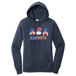 Patriotic Gnomes 4th Of July Funny Gnome Love American Flag Women's Pullover Hoodie