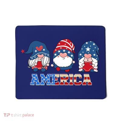 Patriotic Gnomes 4th Of July Funny Gnome Love American Flag Mousepad