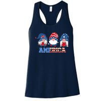 Patriotic Gnomes 4th Of July Funny Gnome Love American Flag Women's Racerback Tank