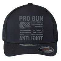 Pro Gun Anti Idiot Second Amendment AR15 Rifle USA Flag Flexfit Unipanel Trucker Cap