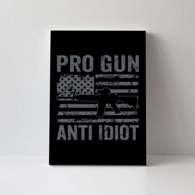 Pro Gun Anti Idiot Second Amendment AR15 Rifle USA Flag Canvas