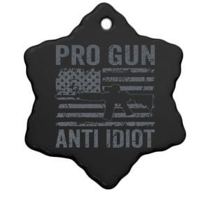 Pro Gun Anti Idiot Second Amendment AR15 Rifle USA Flag Ceramic Star Ornament