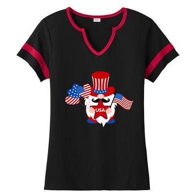 Patriotic Gnome American Flag Usa 4th Of July Cute Gnome Cute Gift Ladies Halftime Notch Neck Tee