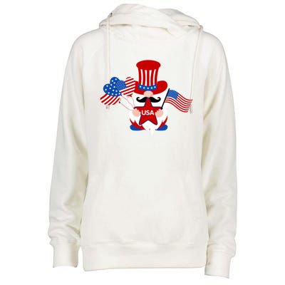 Patriotic Gnome American Flag Usa 4th Of July Cute Gnome Cute Gift Womens Funnel Neck Pullover Hood