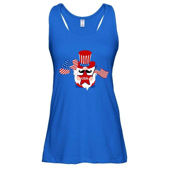 Patriotic Gnome American Flag Usa 4th Of July Cute Gnome Cute Gift Ladies Essential Flowy Tank