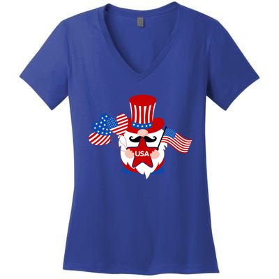 Patriotic Gnome American Flag Usa 4th Of July Cute Gnome Cute Gift Women's V-Neck T-Shirt