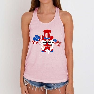 Patriotic Gnome American Flag Usa 4th Of July Cute Gnome Cute Gift Women's Knotted Racerback Tank